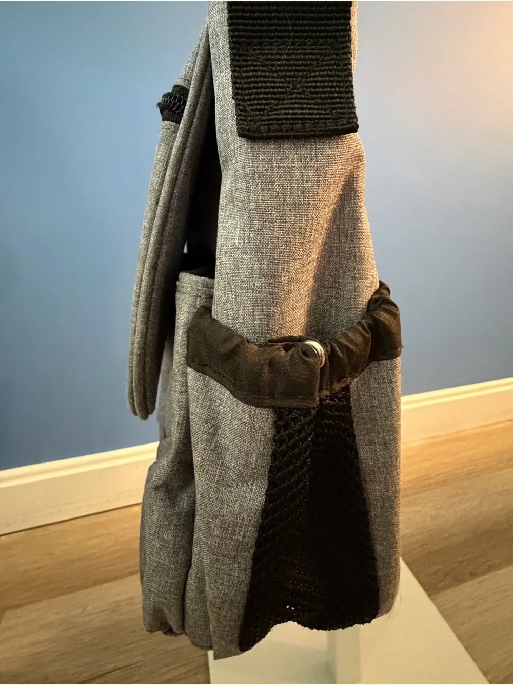 Skip Hop Gray Dash Messenger Diaper Bag with Black Strap